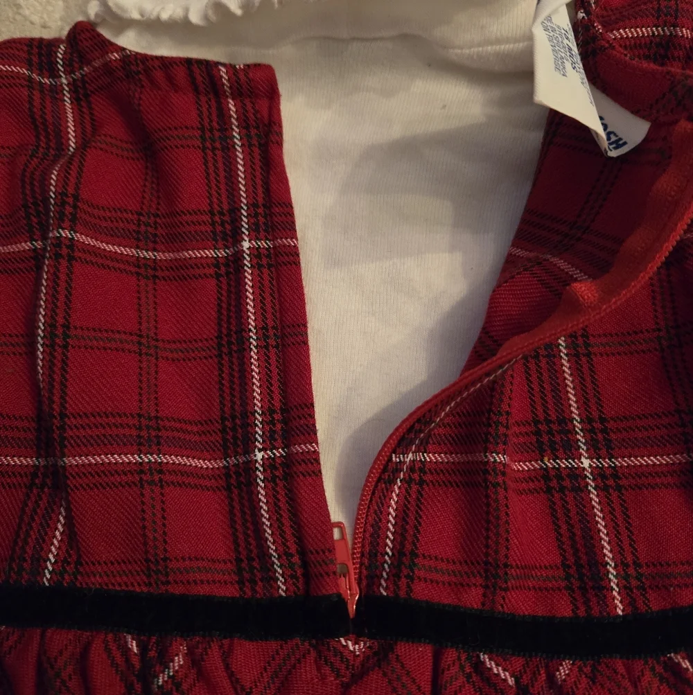 Vintage 1990s Y2k Oshkosh B'gosh 2pc Turtleneck Red Plaid Dress